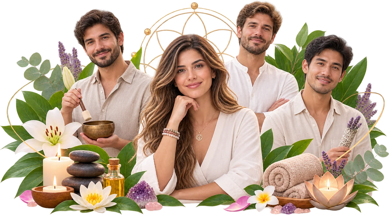 Equipo y universo visual de Clínica de Sanación